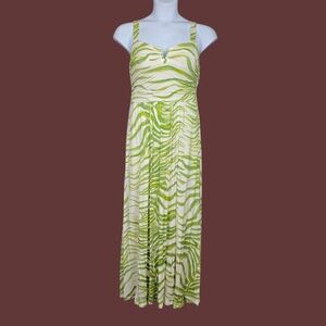 Soma Womens Sleeveless Green Ivory V-Wire Bra Maxi Dress Size M
